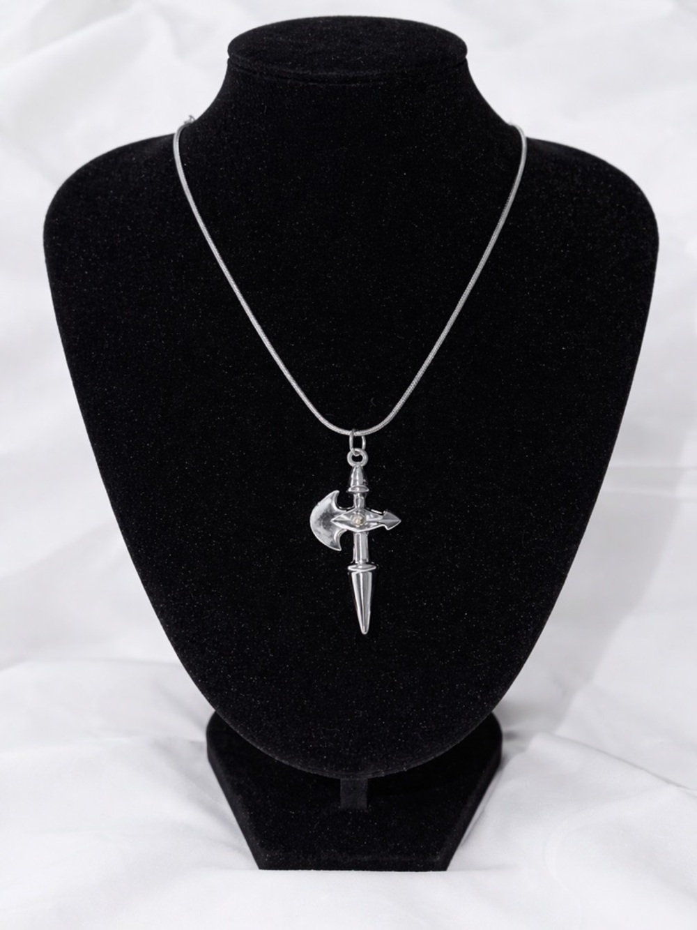 Silver Axe & Dagger Pendant Necklace for Men